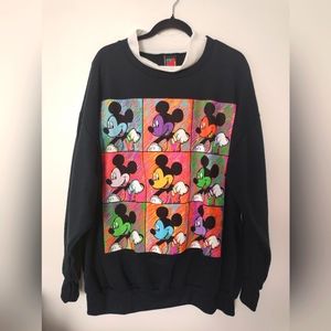 MICKEY UNLIMITED Vintage Size 5XL Multicolor Art Mickey Disney Sweatshirt Black